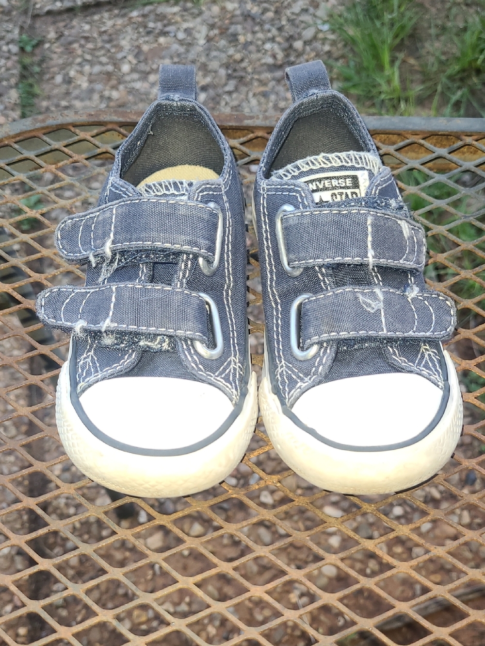 Converse Kids' Blue Canvas Double-Strap Sneakers Size 6